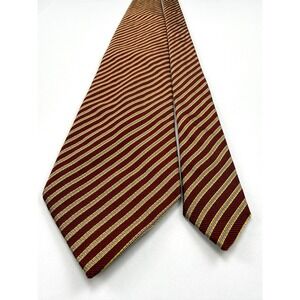 Vintage JAEGER 100% Silk Tie 3.75"w 60"L Gold Red Diagonal Stripes #1657